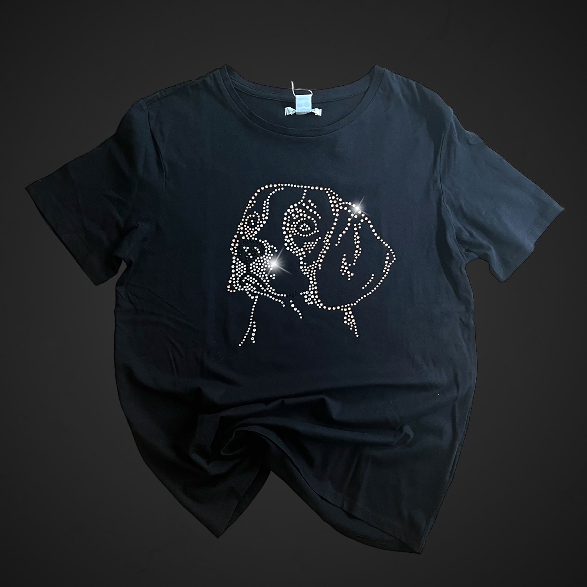 Beagle Dog Women's Short Sleeve t-shirt Black with Crystal Rhinestones