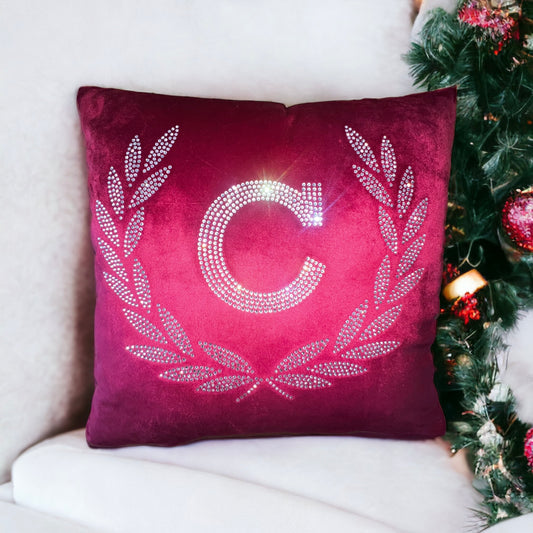 Monogram Pillow Case with Crystal Rhinestones