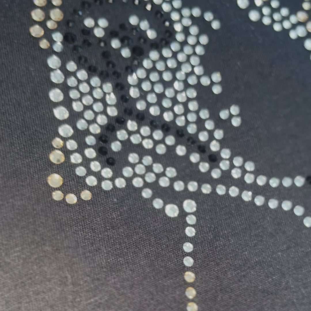 Beagle Dog Women's Short Sleeve t-shirt Black with Crystal Rhinestones