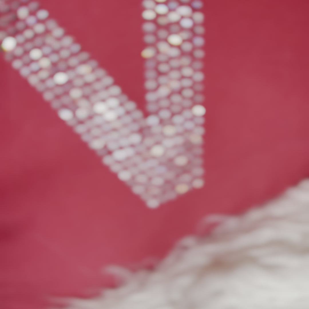 LOVE Pillow Case Rose Red with Crystal Rhinestones