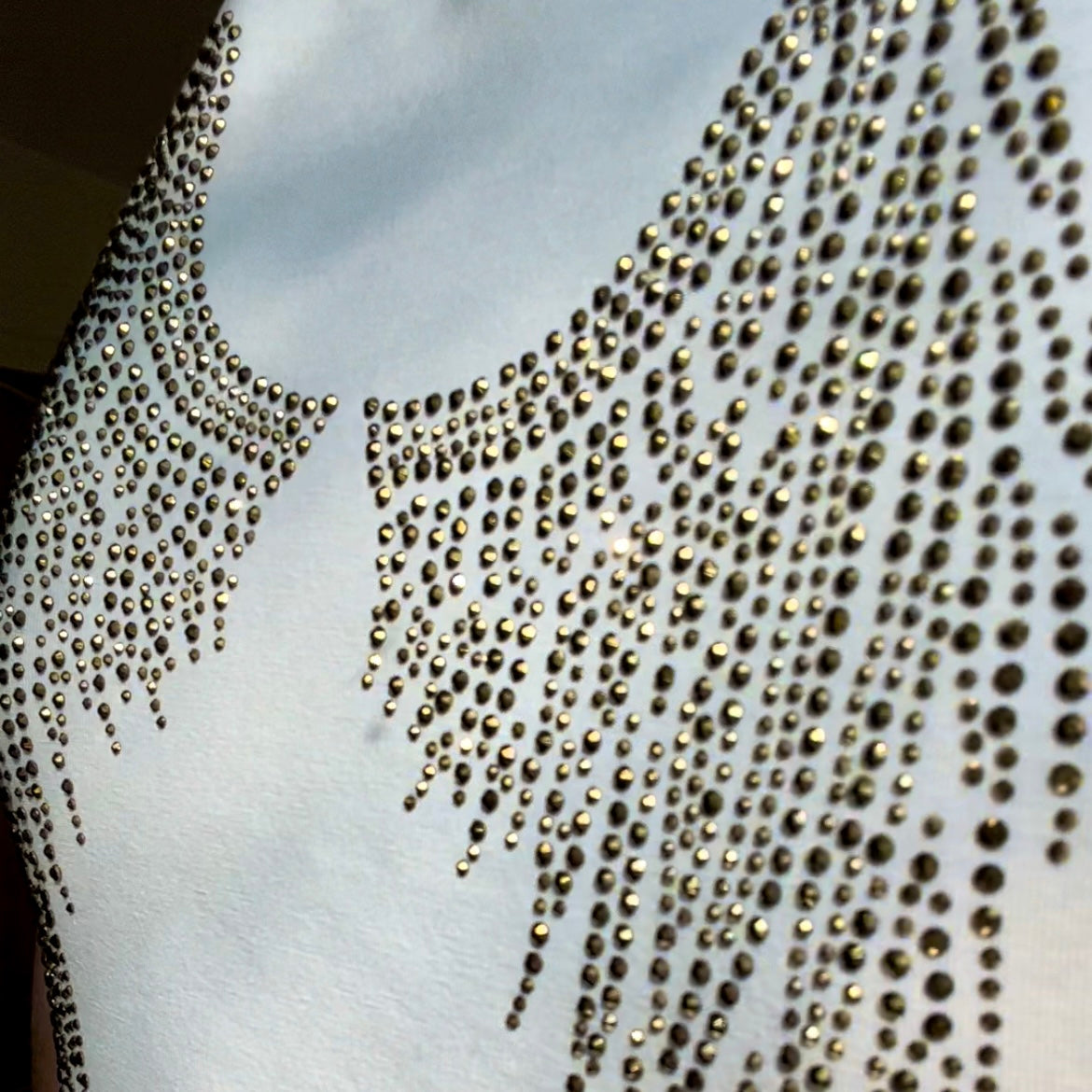 Women's ANGEL Short Sleeve t-shirt White with Gold rhinestones