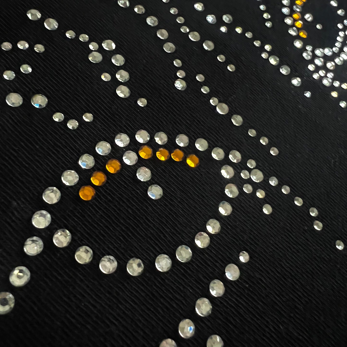 Women's CAT Short Sleeve t-shirt Black with Crystal Rhinestones