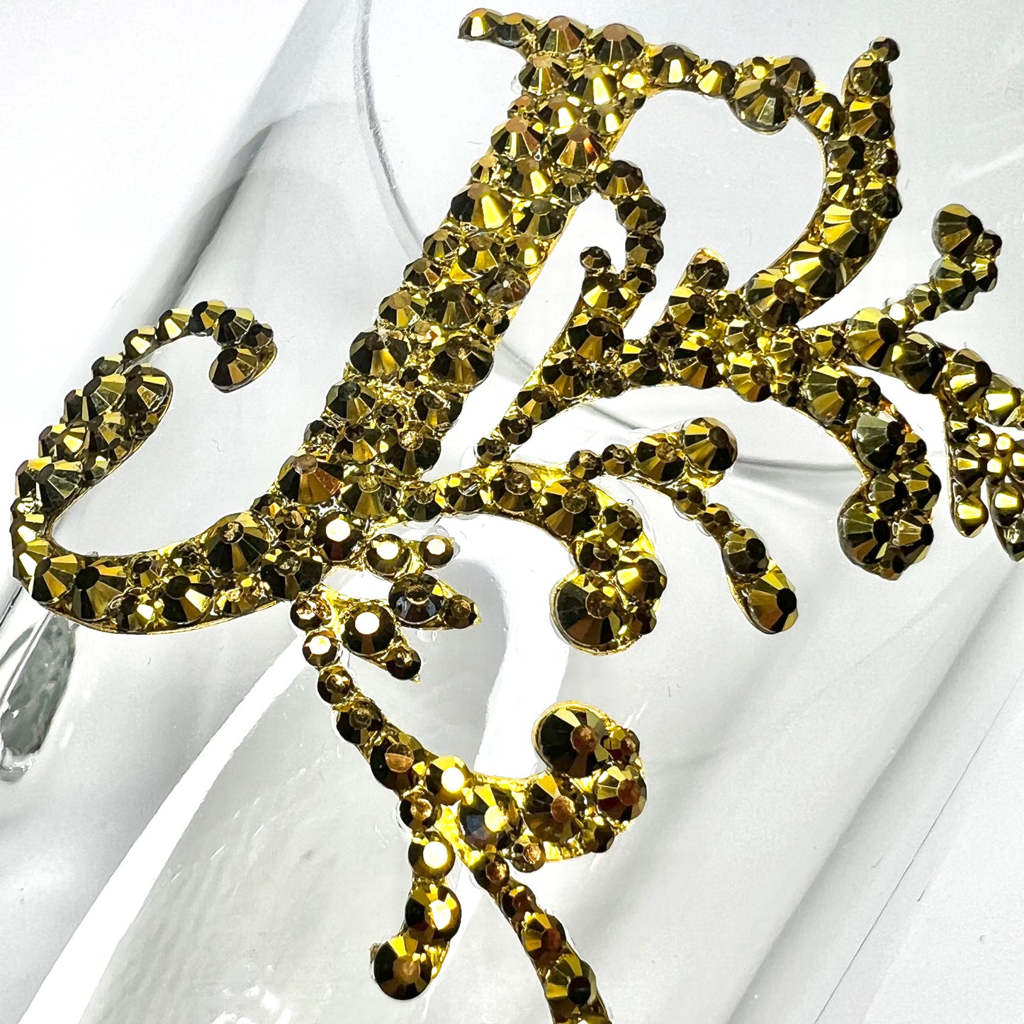 Personalised Latte Coffee Drink Glass Cup Monogram Rhinestones Letter