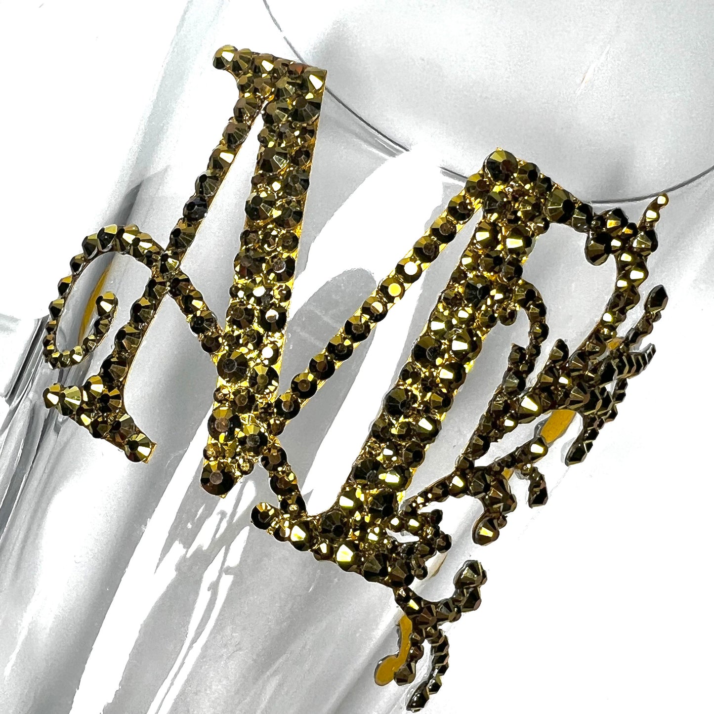 Personalised Latte Coffee Drink Glass Cup Monogram Rhinestones Letter