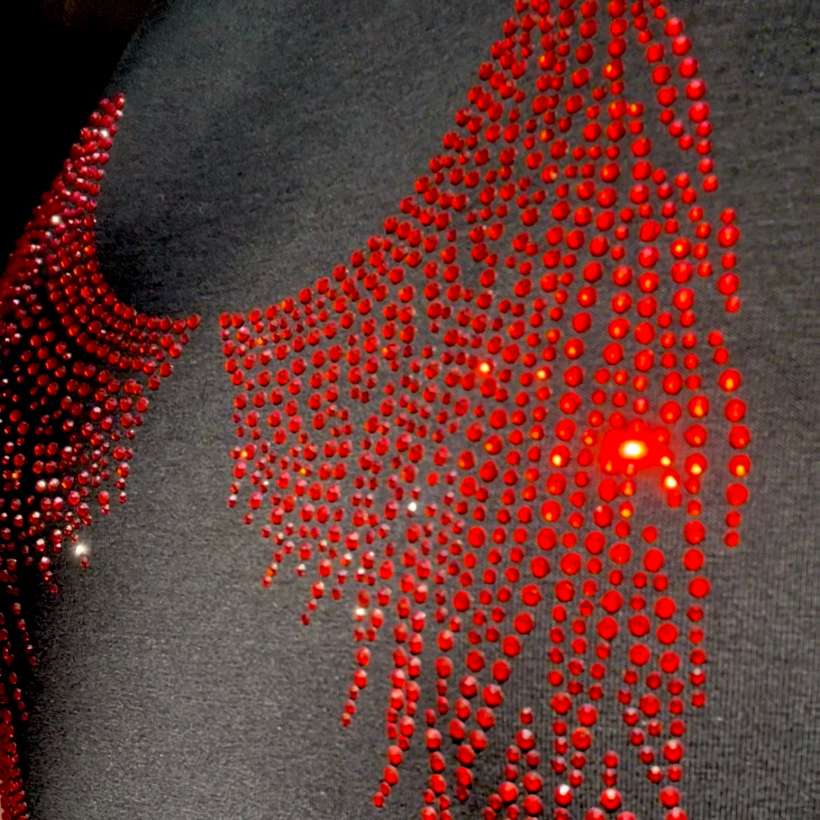 Women's DEMON Short Sleeve t-shirt Black with Red rhinestones