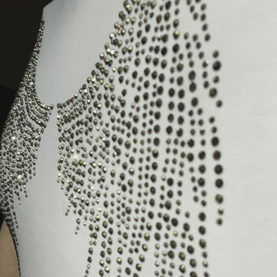 Women's ANGEL Short Sleeve t-shirt White with Gold rhinestones