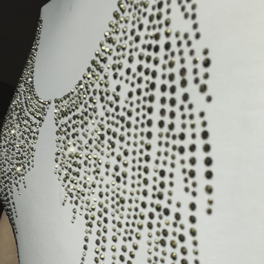 Women's ANGEL Short Sleeve t-shirt White with Gold rhinestones