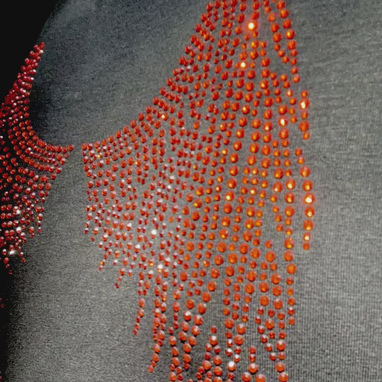 Women's DEMON Short Sleeve t-shirt Black with Red rhinestones